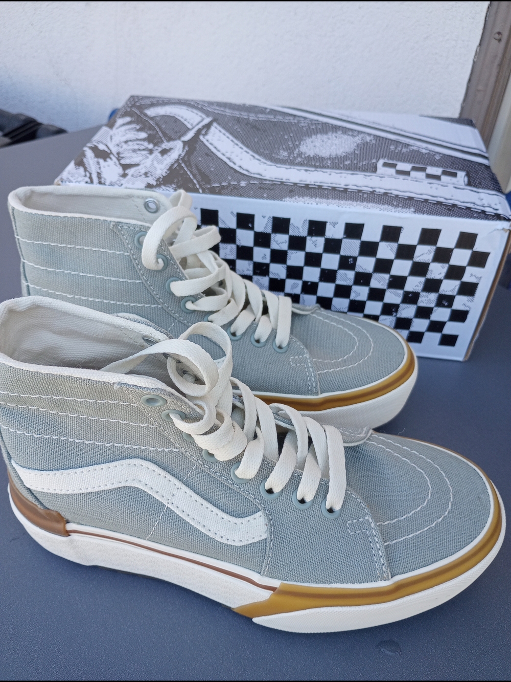 Vans Sk8 Hi Tapered Stacked Green Milieu Gum Platform Sole Sneakers Size 6